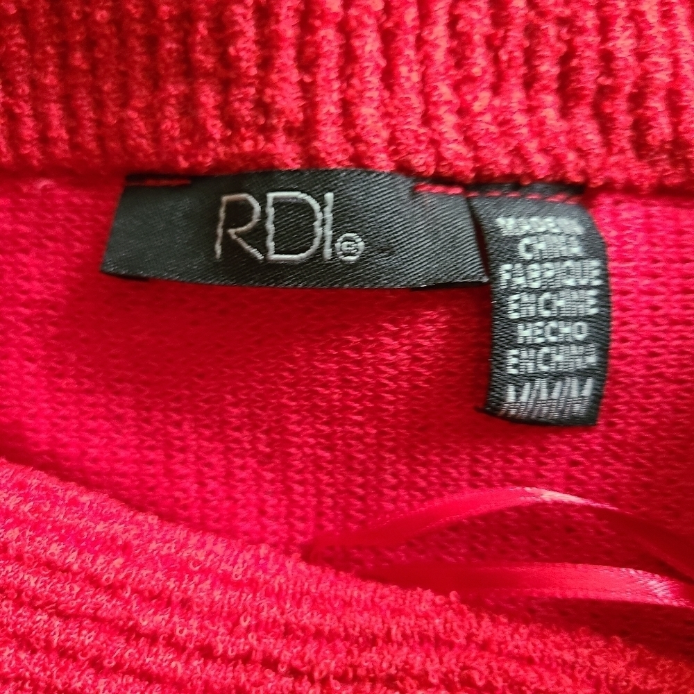 NWOT RDI Mock Neck Pullover Sweater Red Ribbed Knit - Picture 5 of 7